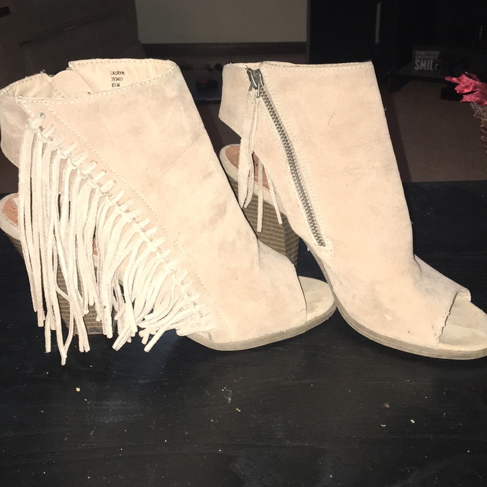 Nude Rampage fringe booties
